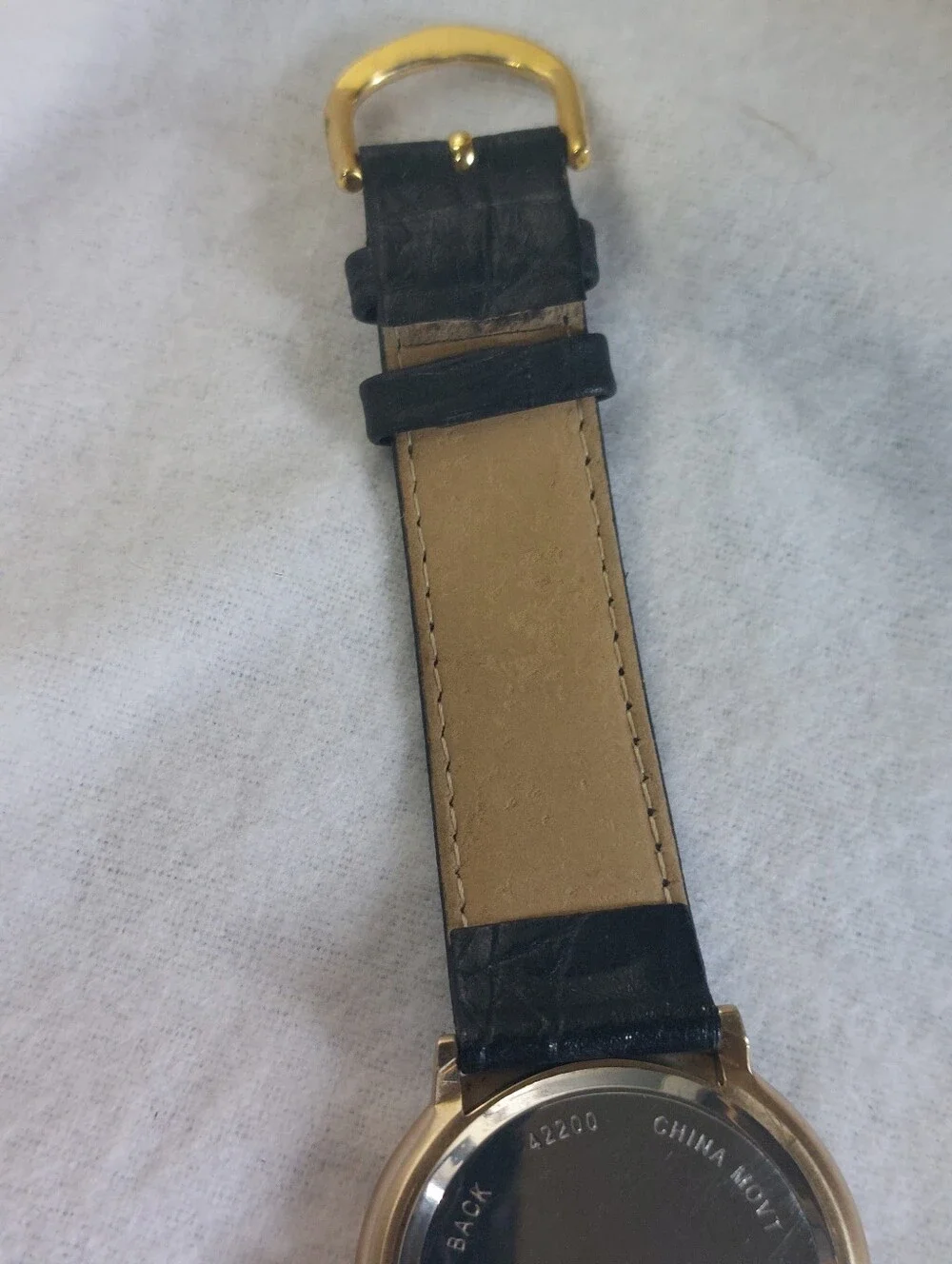 Vintage Estate Hampden Gold Golf Watch Golf Ball Bezel Leather Strap Works
